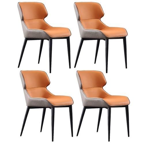 AMAZWI Moderne Küchen-Esszimmerstühle 4er-Set Hohe Rückenlehne Gepolsterter Weicher Sitz wasserdichte PU-Leder-Esszimmerstühle for Lounge, Esszimmer, Küche, Schlafzimmer(Orange) von AMAZWI