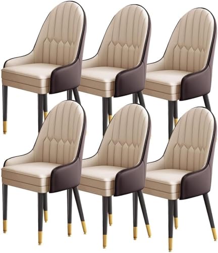 AMAZWI Moderne Küchen-Esszimmerstühle aus Nappaleder, Wohnzimmer, Lounge, Thekenstühle, Holzbeine, Haushalt, Schreibtischstuhl, Esszimmerstühle (Braun + Khaki) von AMAZWI