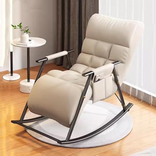 AMAZWI Moderner Balkon-Schaukelstuhl, Verstellbarer Liegegleiter, Freizeitkomfort, for Wohnzimmer, Außenterrasse, Lounge(Beige,Black Frame) von AMAZWI