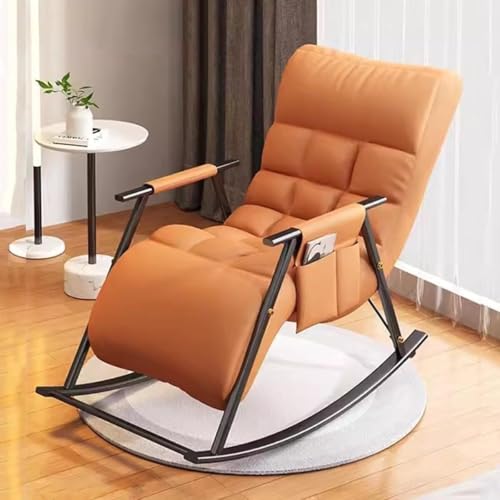 AMAZWI Moderner Balkon-Schaukelstuhl, Verstellbarer Liegegleiter, Freizeitkomfort, for Wohnzimmer, Außenterrasse, Lounge(Orange,Black Frame) von AMAZWI