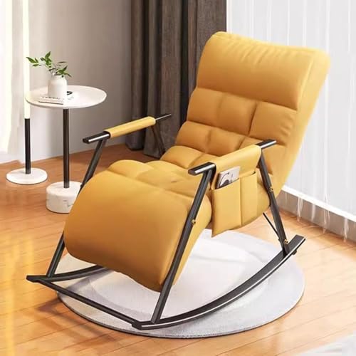AMAZWI Moderner Balkon-Schaukelstuhl, Verstellbarer Liegegleiter, Freizeitkomfort, for Wohnzimmer, Außenterrasse, Lounge(Yellow,Black Frame) von AMAZWI