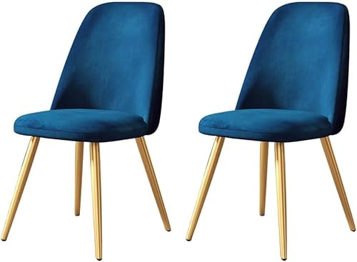AMAZWI Moderner Esszimmerstuhl, Set mit 2 Metallbeinen, Flanell, Küchenstühle für Zuhause, Wohnzimmer, Lounge, Thekenstühle (blau) von AMAZWI
