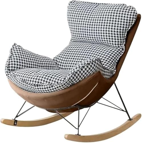 AMAZWI Moderner Gepolsterter Schaukelstuhl Schaukelstuhl mit Akzent, Bequeme Wohnzimmerstühle, Stuhl for Erwachsene Mit Gepolsterter Sitzfläche, Stahlbeinen Und Holzsockel(D) von AMAZWI