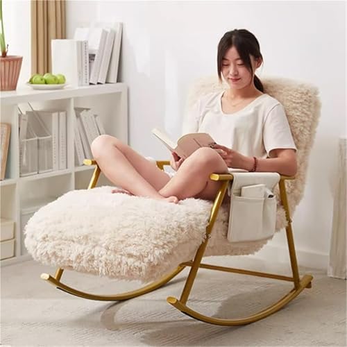 AMAZWI Moderner Schaukelstuhl mit Gleitfunktion Bequem Gepolsterte Verstellbare Rückenlehne for Veranda, Garten, Terrasse, Wohnzimmer(Golden feet) von AMAZWI