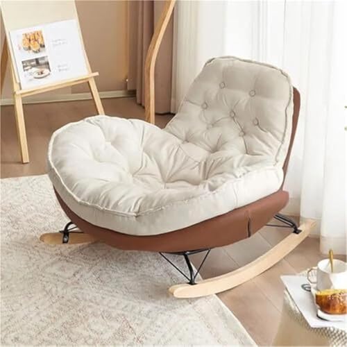 AMAZWI Moderner Schaukelstuhl Bequemes Hirschleder-Samtkissen Perfekte Entspannung for Erwachsene for Wohnzimmer Und Schlafzimmer(Coffee) von AMAZWI