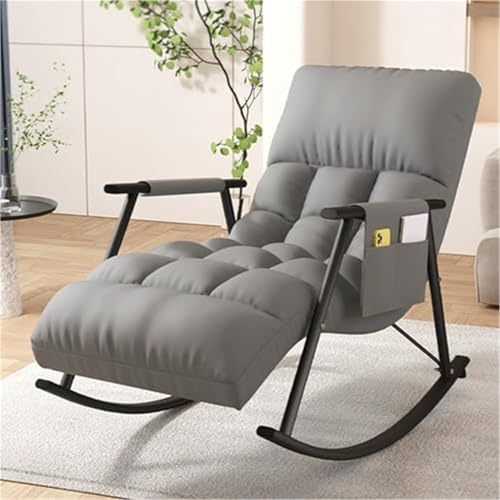 AMAZWI Moderner Schaukelstuhl Fürs Schlafzimmer Gartenliegestuhl Mit Armlehnen Bequemer Camping-Schaukelstuhl Innenbereich, Sofaliege Fürs Wohnzimmer, Verstellbare Rückenlehne von AMAZWI