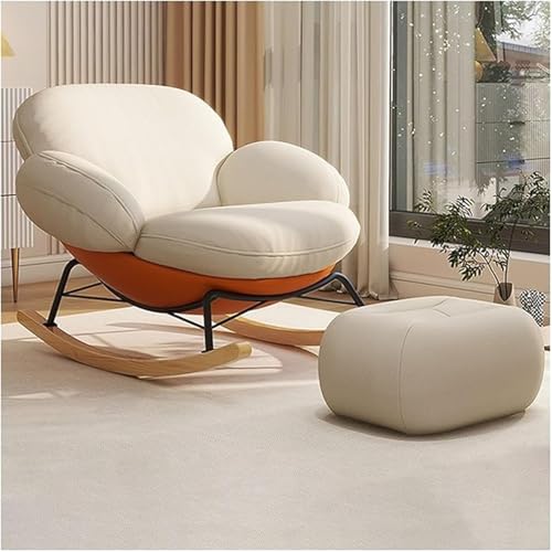 AMAZWI Moderner Schaukelstuhl Sessel Bequemer Akzent-Gleiterstuhl Schaukelstuhl Mit Weicher Sitzfläche Und Hoher Rückenlehne for Schlafzimmer, Wohnzimmer(E) von AMAZWI