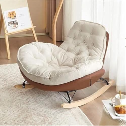 AMAZWI Moderner Schaukelstuhl Wohnzimmer Flanellkissen for Schlafzimmer, Wohnzimmer, Drinnen Und Draußen(Coffee) von AMAZWI