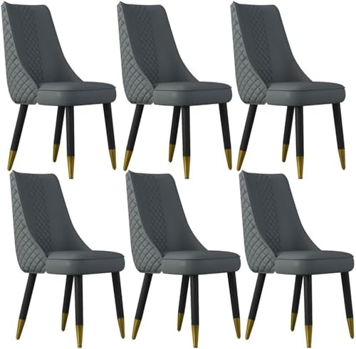AMAZWI Modernes Esszimmerstuhl-Set Mikrofaser-Leder 6er-Set Lounge-Thekenstühle Küche Und Wohnzimmer Schreibtischstuhl mit Holzbeinen for Büro, Lounge, Esszimmer, Küche(All Cement Grey) von AMAZWI