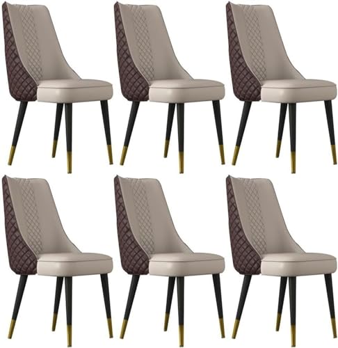 AMAZWI Modernes Esszimmerstuhl-Set Mikrofaser-Leder 6er-Set Lounge-Thekenstühle Küche Und Wohnzimmer Schreibtischstuhl mit Holzbeinen for Büro, Lounge, Esszimmer, Küche(Coffee+Khaki) von AMAZWI