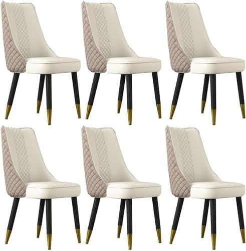 AMAZWI Modernes Esszimmerstuhl-Set Mikrofaser-Leder 6er-Set Lounge-Thekenstühle Küche Und Wohnzimmer Schreibtischstuhl mit Holzbeinen for Büro, Lounge, Esszimmer, Küche(Khaki+beige) von AMAZWI
