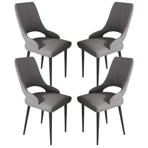 AMAZWI PU-Leder-Esszimmerstühle 4er-Set Küche Wohnzimmer Lounge Thekenstühle Haushalts-Schreibtischstuhl Stabile Metallbeine for Büro Lounge Esszimmer Küche, Schlafzimmer(Dark Gray) von AMAZWI
