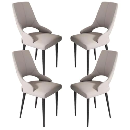 AMAZWI PU-Leder-Esszimmerstühle 4er-Set Küche Wohnzimmer Lounge Thekenstühle Haushalts-Schreibtischstuhl Stabile Metallbeine for Büro Lounge Esszimmer Küche, Schlafzimmer(Light Gray) von AMAZWI