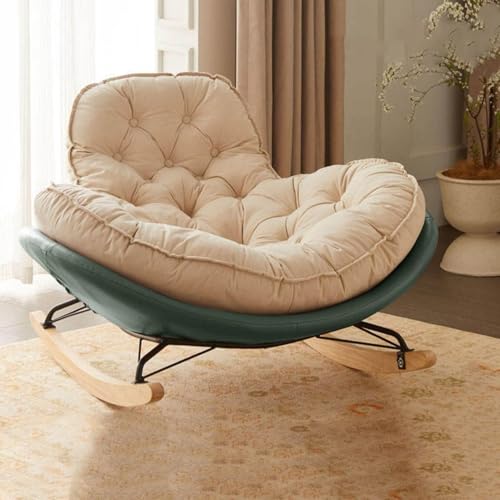 AMAZWI Relax-Schaukelstuhl Gepolsterter Übergroßer Schaukelstuhl Große Loungesessel Mit Gepolsterter Sitzfläche for Wohnzimmer Und Schlafzimmer(Green) von AMAZWI