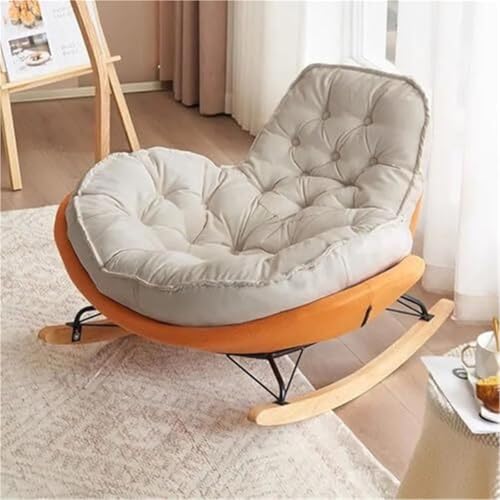 AMAZWI Schaukelstuhl Moderner Schaukelstuhl Hirschledersamt Mit Hoher Rückenlehne for Drinnen Und Draußen Bequeme Entspannte Schaukelstühle Erwachsene for Das Wohnzimmer Im Schlafzimmer(Orange) von AMAZWI