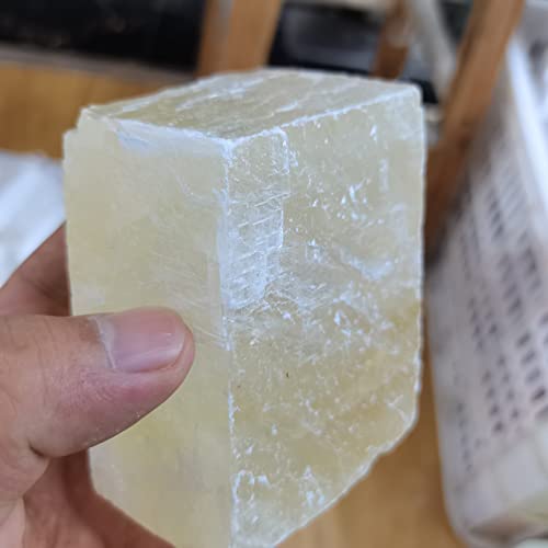 PEIQIYIN natürliche Kristallraue Heimdekoration 200–900 g natürliche transparente gelbe optische Calcit-Orange-Kristallsteine ​​und raue Probe-Edelstein-Probesteine ZUOSHUAAYIN ( Size : 500-600g ) von AMAZWI