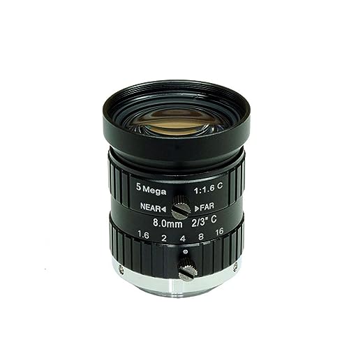 Professionelles Mikroskop-Objektiv, HD C-Mount 8mm Objektiv 2/3" F1.4 FA Machine Vision Festbrennweitenobjektiv 5MP Industriekamera manuell Iris CCTV-Objektiv Geringe Verzerrung Einfach zu benutzen un von AMAZWI