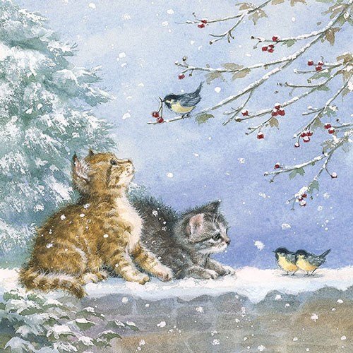 Ambiente Papier Servietten Lunch/Party/Fest Ca. 33x33cm - Watching Birds - Christmas Kitten - Herbst - Winter - Weihnachten Tisch Deko Ambiente Papier Servietten Lunch/Party/Fest Ca. 33x33cm - Watching Birds - Christmas Kitten - Herbst - Winter - Weihnachten Tisch Deko von Ambiente