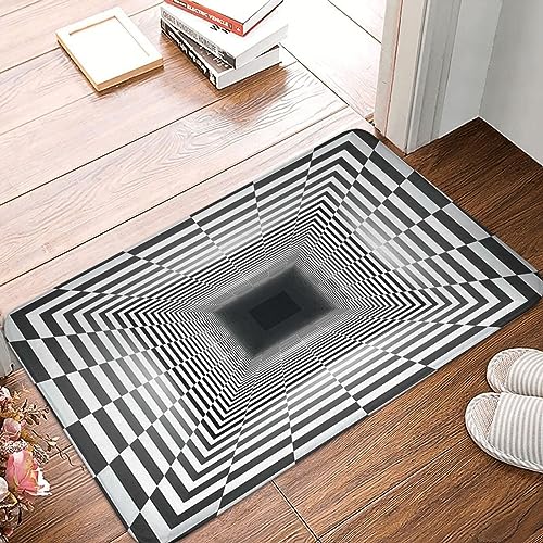 120x180cm Kurzflor Teppich 3D Optische Täuschung Teppich Boden Teppiche Fantasie Schwarz Und Weiß Kariert Bedruckt Teppich,Schlafzimmer Teppich,Waschbare Fußmatten,Jungen Schlafzimmer Teppich von AMBATTERY