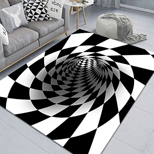 AMBATTERY 60x90cm Fußmatte 3D Optische Täuschung Teppich Läufer Teppiche Schwarz Und Weiß Kariert Teppich Teppiche Für Wohnzimmer,Treppenläufer Teppich,Tür Teppich,Jungen Teppich von AMBATTERY