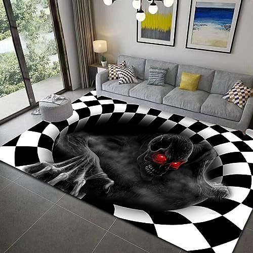 AMBATTERY 60x90cm Fußmatten Vortex Teppich 3D Boden Teppiche Horror Schädel 3D Teppich,Schlafzimmer Teppich,Jungen Teppiche Für Schlafzimmer,Wohnzimmer Teppich von AMBATTERY