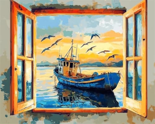 AMBATTERY DIY Knüpfen Set Bootslandschaft Vor Dem Fenster Knüpfteppich Zum Selber Knüpfset Knüpfen Set 3D Teppich Tapisserie Set Für Erwachsene Anfänger Geschenk Latch Hook Kit 35x46in AMBATTERY DIY Knüpfen Set Bootslandschaft Vor Dem Fenster Knüpfteppich Zum Selber Knüpfset Knüpfen Set 3D Teppich Tapisserie Set Für Erwachsene Anfänger Geschenk Latch Hook Kit 35x46in von AMBATTERY