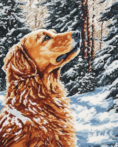 AMBATTERY DIY Knüpfen Set Fantasie-Golden Retriever-Tier Knüpfteppich Set Erwachsene Groß Knüpfsets Latch Hook Kit Selbst Knüpfen Für Farbmuster Vorbedruckt 35x46in von AMBATTERY