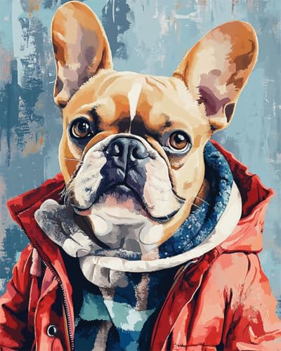 AMBATTERY DIY Knüpfhaken Set Fantasie Bulldogge Tier Knüpfen Set Erwachsene Vorgedruckt Teppich Knüpfsets Latch Hook Kit Selbst Handarbeit Set Für Erwachsene Anfänger 35x46in von AMBATTERY