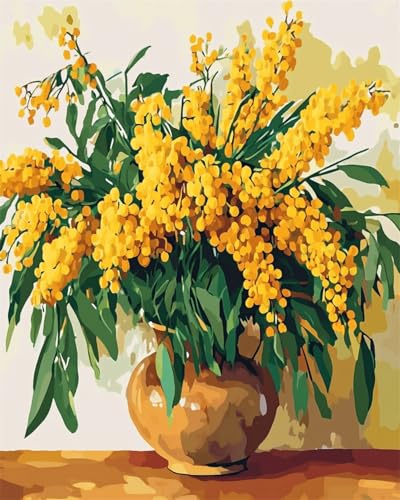 AMBATTERY DIY Knüpfteppich Blumen In Einer Vase Knüpfen Set Erwachsene Vorgedruckt Teppich Knüpfsets Latch Hook Kit Selbst Handarbeit Set Für Erwachsene Anfänger 35x46in von AMBATTERY