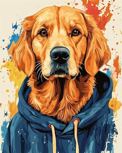AMBATTERY DIY Knüpfteppich Cartoon-Golden Retriever-Tier Knüpfteppich Zum Selber Knüpfset Knüpfen Set 3D Teppich Tapisserie Set Für Erwachsene Anfänger Geschenk Latch Hook Kit 35x46in von AMBATTERY