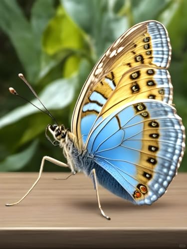 AMBATTERY DIY Knüpfteppich Set Blauer Schmetterling Tier Knüpfteppich Für Erwachsene Zum Selber Knüpfen，DIY Knüpfsets Kreuzstich Teppich Set Mit Werkzeug Latch Hook Kit 31x63in von AMBATTERY