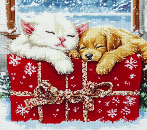 AMBATTERY DIY Knüpfteppich Set Cartoon-Katze Und Hund Eppich Knüpfen Set，Knüpfteppich Zum Selber Knüpfen Mit Bedruckter Leinwand，Knüpfkissen Set Für Erwachsene 23x35in von AMBATTERY