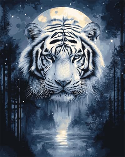 AMBATTERY DIY Knüpfteppich Set Fantasiewald,Mond Und Weißer Tiger Knüpfteppich Set Erwachsene Groß Knüpfsets Latch Hook Kit Selbst Knüpfen Für Farbmuster Vorbedruckt 23x35in AMBATTERY DIY Knüpfteppich Set Fantasiewald,Mond Und Weißer Tiger Knüpfteppich Set Erwachsene Groß Knüpfsets Latch Hook Kit Selbst Knüpfen Für Farbmuster Vorbedruckt 23x35in von AMBATTERY