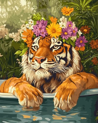 AMBATTERY DIY Knüpfteppich Set Tiger Tier Und Blumen Knüpfen Teppich Set Mit Werkzeug Knüpfsets Latch Hook Kit Für Knüpfpackung Für Home Decor 31x63in AMBATTERY DIY Knüpfteppich Set Tiger Tier Und Blumen Knüpfen Teppich Set Mit Werkzeug Knüpfsets Latch Hook Kit Für Knüpfpackung Für Home Decor 31x63in von AMBATTERY