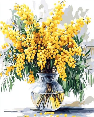 AMBATTERY DIY Knüpfteppich Set Vorgedruckt Blumen In Einer Vase Knüpfen Set Erwachsene Vorgedruckt Teppich Knüpfsets Latch Hook Kit Selbst Handarbeit Set Für Erwachsene Anfänger 35x46in von AMBATTERY