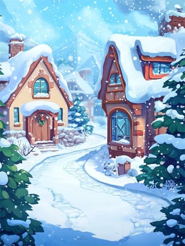 AMBATTERY DIY Knüpfteppich Set Vorgedruckt Cartoon-Stadtlandschaft Knüpfteppich Set Erwachsene Groß Knüpfsets Latch Hook Kit Selbst Knüpfen Für Farbmuster Vorbedruckt 23x35in von AMBATTERY