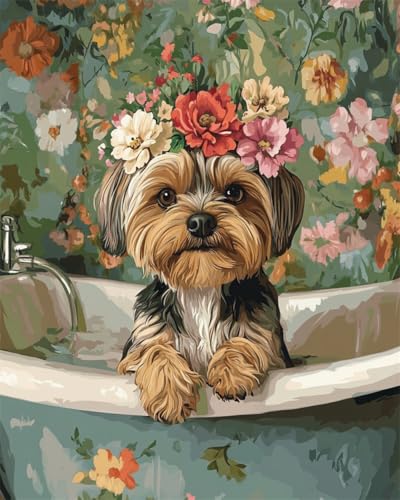 AMBATTERY DIY Knüpfteppich Set Yorkshire Terrier Tier Und Blumen DIY Knüpfhaken Kits Teppichherstellung Set Für Erwachsene,Wohnkultur Handarbeit Für Stricken 23x35in AMBATTERY DIY Knüpfteppich Set Yorkshire Terrier Tier Und Blumen DIY Knüpfhaken Kits Teppichherstellung Set Für Erwachsene,Wohnkultur Handarbeit Für Stricken 23x35in von AMBATTERY
