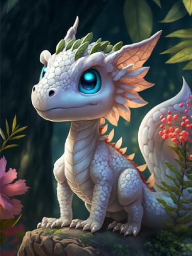 AMBATTERY DIY Set Erwachsene Cartoon-Drachentier Knüpfset Mit Werkzeug Latch Hook Kit Knüpfteppich 3D Knüpfmatte Zum Selber Knüpfen Teppich Für Erwachsene Oder Anfänger 31x63in von AMBATTERY