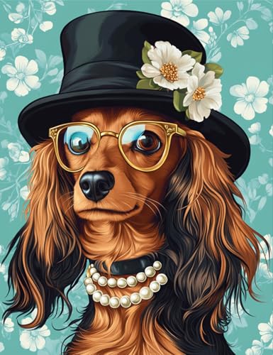 AMBATTERY DIY Set Erwachsene Cartoon-Hundetier Knüpfen Teppich Set Mit Werkzeug Knüpfsets Latch Hook Kit Für Knüpfpackung Für Home Decor 23x35in von AMBATTERY