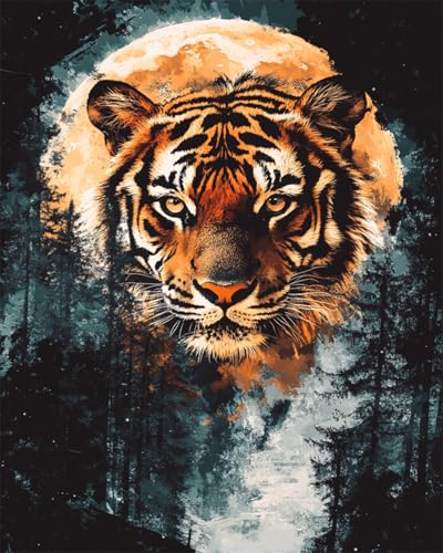 AMBATTERY DIY Set Erwachsene Tiger Tier Und Mondlandschaft Knüpfteppich Zum Selber Knüpfen Mit Kissen Knüpf-Sets Latch Hook Kit Knüpfen Set Erwachsene Gross Häkeln 31x45in AMBATTERY DIY Set Erwachsene Tiger Tier Und Mondlandschaft Knüpfteppich Zum Selber Knüpfen Mit Kissen Knüpf-Sets Latch Hook Kit Knüpfen Set Erwachsene Gross Häkeln 31x45in von AMBATTERY