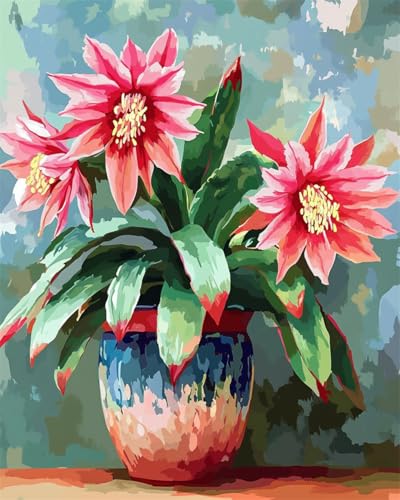 AMBATTERY DIY Teppich Knüpfen Set Erwachsene Cartoon-Blumentopf Knüpfteppich Set Groß Zum Selber Knüpf-Sets Mit Kissen Knüpfen-Set Für Erwachsene 31x63in von AMBATTERY