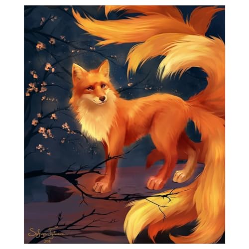AMBATTERY DIY Teppich Knüpfen Set Erwachsene Cartoon-Fuchs-Tier Knüpfteppich Zum Selber Knüpfen Erwachsene Anfänger Knüpfen Set Kissen Knüpfkissen Mit Vordruck Handarbeit Kit 21x29in von AMBATTERY