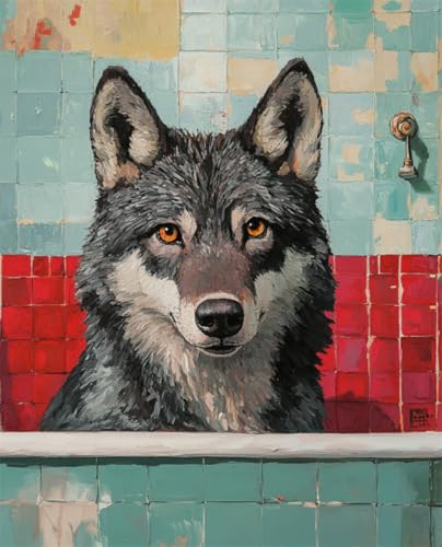 AMBATTERY DIY Teppich Knüpfen Set Erwachsene Cartoon-Wolf-Tier Knüpfset Mit Werkzeug Latch Hook Kit Knüpfteppich 3D Knüpfmatte Zum Selber Knüpfen Teppich Für Erwachsene Oder Anfänger 35x46in von AMBATTERY