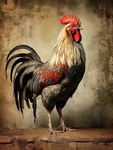 AMBATTERY DIY Teppich Knüpfen Set Erwachsene Farbe Hahn Tier Knüpfset Mit Werkzeug Latch Hook Kit Knüpfteppich 3D Knüpfmatte Zum Selber Knüpfen Teppich Für Erwachsene Oder Anfänger 35x46in von AMBATTERY