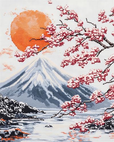 AMBATTERY Knüpfhaken Set Japanische Schneeberg-Szenerie DIY-Klinkenhaken-Kits DIY-Wandteppich Teppich Herstellung Für Kinder Erwachsene Anfänger Wohnkultur 35x46in von AMBATTERY