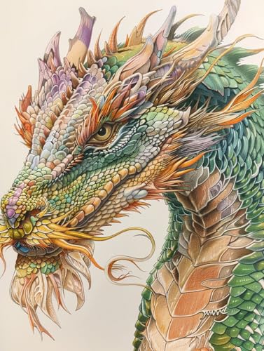 AMBATTERY Knüpfteppich DIY Teppich-Set Fantasie Orientalischer Drache Teppichknüpfset Extra Groß 21x29in Erwachsene Kinder von AMBATTERY
