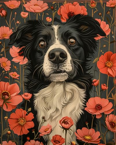 AMBATTERY Teppich Selber Machen Border Collie Tier Und Blumen Knüpfsets Latch Hook Kit Selbst Für Erwachsene,Farbmuster Vorbedruckt Knüpfhaken Teppich Set 21x29in AMBATTERY Teppich Selber Machen Border Collie Tier Und Blumen Knüpfsets Latch Hook Kit Selbst Für Erwachsene,Farbmuster Vorbedruckt Knüpfhaken Teppich Set 21x29in von AMBATTERY