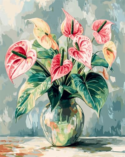AMBATTERY Teppich Selber Machen Cartoon-Blumentopf Knüpfteppich Set Erwachsene Groß Knüpfsets Latch Hook Kit Selbst Knüpfen Für Farbmuster Vorbedruckt 23x35in von AMBATTERY