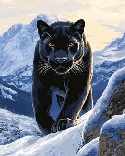 AMBATTERY Teppich Selber Machen Schneeberg Und Leopardentier Knüpfset Mit Werkzeug Latch Hook Kit Knüpfteppich 3D Knüpfmatte Zum Selber Knüpfen Teppich Für Erwachsene Oder Anfänger 35x46in von AMBATTERY