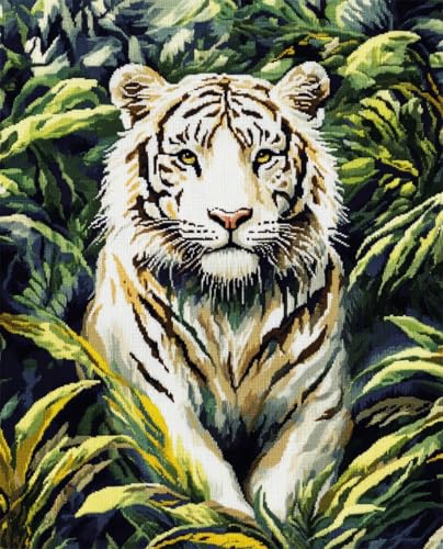 DIY Handarbeit Setfantasie Weißer Tiger Tier Knüpfset Mit Werkzeug Latch Hook Kit Knüpfteppich 3D Knüpfmatte Zum Selber Knüpfen Teppich Für Erwachsene Oder Anfänger 23x35in von AMBATTERY